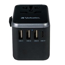 Verbatim, Cestovn adaptr univerzln World-to-World UTA-04 USB-A, USB-C, ern, 61 W