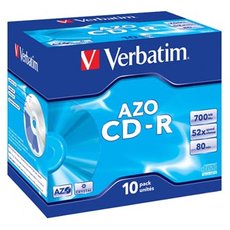 Verbatim CD-R, 43327, AZO Crystal, 10-pack, 700MB, 52x, 80min., 12cm, bez monosti potisku, jewel bo