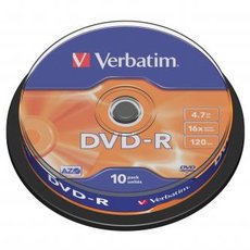 Verbatim DVD-R, Matt Silver, 43523, 4.7GB, 16x, spindle, 10-pack, bez monosti potisku, 12cm, pro ar