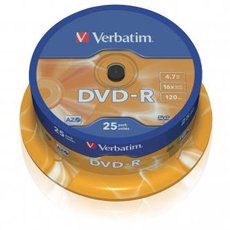 Verbatim DVD-R, Matt Silver, 43522, 4.7GB, 16x, cake box, 25-pack, bez monosti potisku, 12cm, pro a