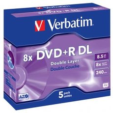 Verbatim DVD+R DL, Double Layer Matt Silver, 43541, 8.5GB, 8x, jewel box, 5-pack, bez monosti potis