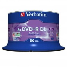 Verbatim DVD+R DL, Double Layer Matt Silver, 43758, 8.5GB, 8x, spindle, 50-pack, 12cm, pro archivaci