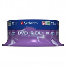Verbatim DVD+R DL, Double Layer Matt Silver, 43757, 8.5GB, 8x, spindle, 25-pack, 12cm, pro archivaci