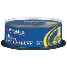 Verbatim DVD+RW, Matt Silver, 43489, 4.7GB, 4x, spindle, 25-pack, bez monosti potisku, 12cm, pro ar