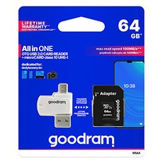 Goodram pamov karta Micro Secure Digital Card All-In-ON, 64GB, multipack, M1A4-0640R12, UHS-I U1