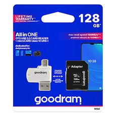 Goodram pamov karta Micro Secure Digital Card All-In-ON, 128GB, multipack, M1A4-1280R12, UHS-I U1