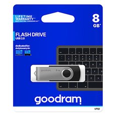 Goodram USB flash disk, USB 2.0, 8GB, UTS2, ern, UTS2-0080K0R11, USB A, s otonou krytkou