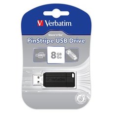 Verbatim USB flash disk, USB 2.0, 8GB, PinStripe, Store N Go, ern, 49062, USB A, s vsuvnm konekt