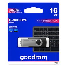 Goodram USB flash disk, USB 3.0, 16GB, UTS3, ern, UTS3-0160K0R11, USB A, s otonou krytkou