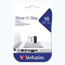 Verbatim USB flash disk, USB 2.0, 16GB, Nano, Store N Stay, ern, 97464, USB A