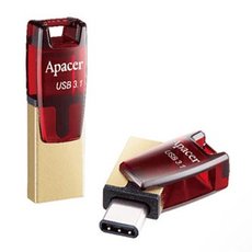 Apacer USB flash disk OTG, USB 3.0, 32GB, AH180, erven, AP32GAH180R-1, USB A / USB C, s otonou kr