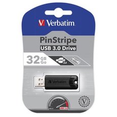 Verbatim USB flash disk, USB 3.0, 32GB, PinStripe, Store N Go, ern, 49317, USB A, s vsuvnm konek