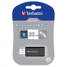 Verbatim USB flash disk, USB 2.0, 32GB, PinStripe, Store N Go, ern, 49064, USB A, s vsuvnm konek