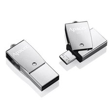 Apacer USB flash disk OTG, USB 3.0, 64GB, AH750, stbrn, AP64GAH750S-1, USB A / USB Micro  B, s ot