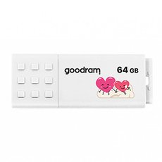 Goodram USB flash disk, USB 2.0, 64GB, UME2, VALENTINE, bl, UME2-0640W0R11-V, USB A, s krytkou VAL