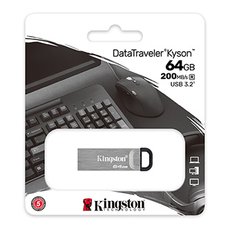 Kingston USB flash disk, USB 3.0, 64GB, DataTraveler(R) Kyson, stbrn, DTKN/64GB, USB A, s poutkem