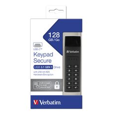 Verbatim USB flash disk, USB 3.0, 128GB, Keypad Secure, ern, 49432, USB C, 256bitov hardwarov i