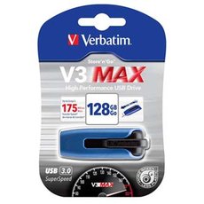 Verbatim USB flash disk, USB 3.0, 128GB, V3 MAX, Store N Go, modr, 49808, USB A, s vsuvnm konekto