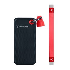 SSD Extern Verbatim Pocket SSD Black/Red, 32192, 1000GB, erven, M.2, obsahuje USB C kabel a pytl