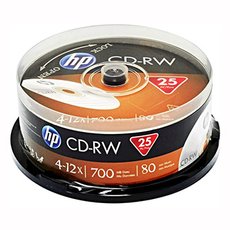 HP CD-RW, CWE00019-3, 69313, 25-pack, 700MB, 4-12x, 80min., 12cm, bez monosti potisku, cake box, pr