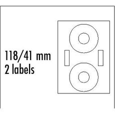 Logo etikety na CD 118/41mm, A4, matn, bl, 2 etikety, 2 prouky, 140g/m2, baleno po 10 ks, pro in