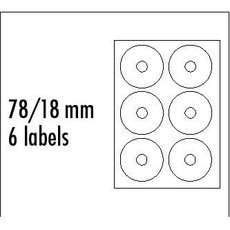 Logo etikety na CD 78/18mm, A4, matn, bl, 6 etiket, 140g/m2, baleno po 10 ks, pro inkoustov a la