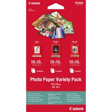 Canon Photo Paper Variety Pack VP-101, VP-101, foto papr, 5x PP201, 5x SG201, 10x GP501 typ leskl,