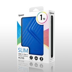Apacer externí pevný disk, AC236, 2.5&quot;, USB 3.0 (3.2 Gen 1), 1TB, AP1TBAC236U-1, modrý