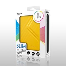 Apacer externí pevný disk, AC236, 2.5&quot;, USB 3.0 (3.2 Gen 1), 1TB, AP1TBAC236Y-1, žlutý
