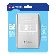 Verbatim extern pevn disk, Store N Go, 2.5&quot;, USB 3.0 (3.2 Gen 1), 2TB, 53189, stbrn