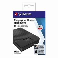 Verbatim extern pevn disk, Fingerprint Secure HDD, 2.5&quot;, USB 3.0 (3.2 Gen 1), 1TB, 53650, er