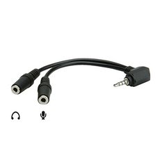 Audio redukce, Jack (3.5mm) samec 4-plov - 2x Jack (3.5mm) samice, 90&amp;deg;, 0.2 m, stereo, er