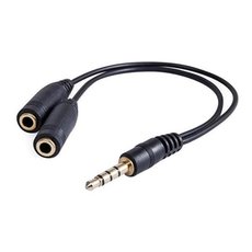 Audio redukce, Jack (3.5mm) samec 4-plov - 2x Jack (3.5mm) samice, 0.2 m, stereo, ern, Logo blis