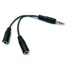 Audio rozdvojka, Jack (3.5mm) samec - 2x Jack (3.5mm) samice, 0.2 m, stereo, ern, Logo kabelov