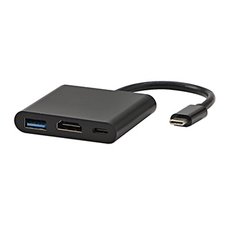 USB/Video pevodnk + HUB, DP Alt Mode, USB C samec - HDMI samice + USB C samice (PD) + USB A samice
