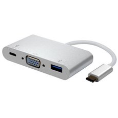 USB/Video pevodnk + HUB, DP Alt Mode, USB C samec - VGA (D-sub) samice + USB C samice (PD) + USB A