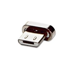 USB koncovka, (2.0), microUSB samec - magnetick pipojen, stbrn, redukce k magnetickmu kabelu