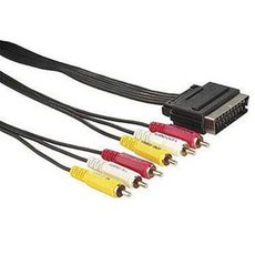 Video kabel SCART samec - 6x CINCH samec, 1.5m, ern