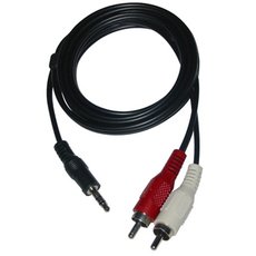 Audio kabel Jack (3.5mm) samec - 2x CINCH samec, 3m, ern, Logo blistr