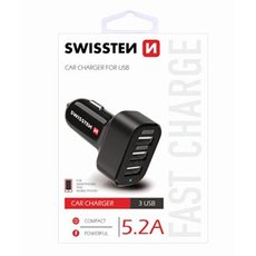 Adaptr do auta SWISSTEN 26W, 3 porty, USB-A