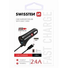 Adaptr do auta SWISSTEN 12W, 1 port, USB-A, kabel USB-C