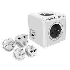 Cubenest - PowerCube, ReWirable USB PD 20W, A+C, šedá, POWERCUBE, 4x zásuvka USB C+A, Power Delivery