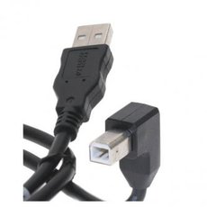 USB kabel (2.0), USB A samec - USB B samec, 2m, lomen 90&amp;deg;, ern