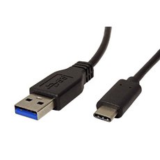 USB kabel (3.1), USB A samec - USB C samec, 2m, kulat, ern, plastic bag