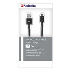Verbatim USB kabel (2.0), USB A samec - microUSB samec, 1m, reversible, ern, box, 48863, DOPRODEJ