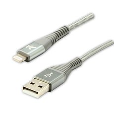 Logo USB kabel (2.0), USB A samec - Apple Lightning samec, 1m, MFi certifikace, 5V/2,4A, stbrn, b