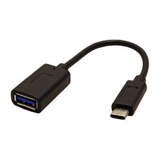 USB redukce (3.0), USB C samec - USB A samice, 0.15m, kulat, ern, plastic bag, OTG kabel