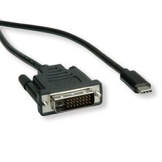 USB/Video kabel, DP Alt Mode, USB C samec - DVI (24+1) samec, 1 m, kulat, ern, plastic bag, DOPRO