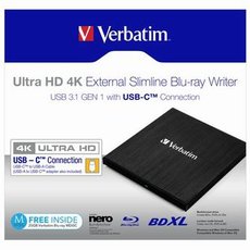 Verbatim extern Blu-Ray mechanika Ultra HD, 4K, 43888, USB 3.1 Gen1 (3.0), USB C