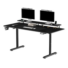 Pracovn stl, elektricky nastaviteln vka, 160X70 cm, 72-117 cm, HIGHLANDER XXL BLACK, ern, ULT